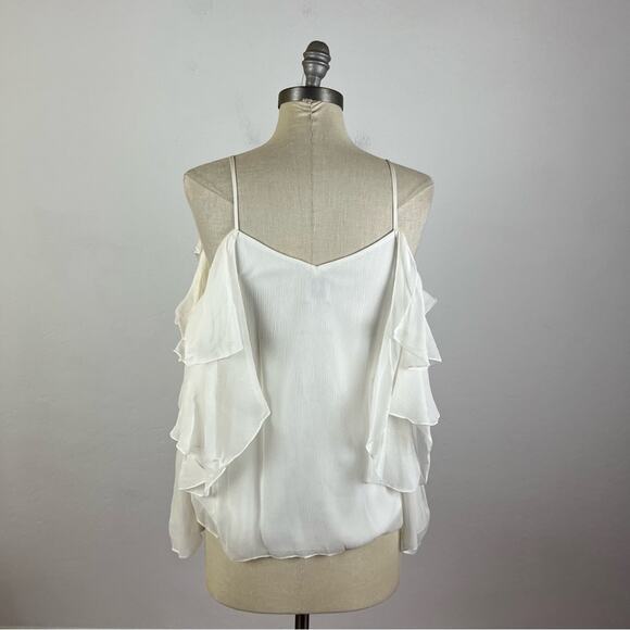 Haute Hippie Starshine Silk Cold-Shoulder Blouse in White XS - Picture 10 of 12
